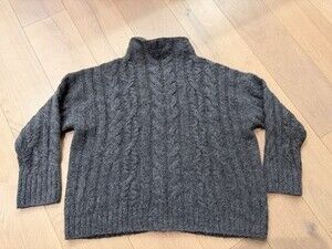 Vince Grey Alpaca Blend Cable Knit Turtleneck Sweater Womens XL